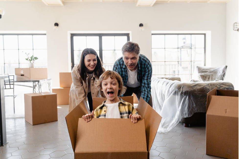 family moving into a new home