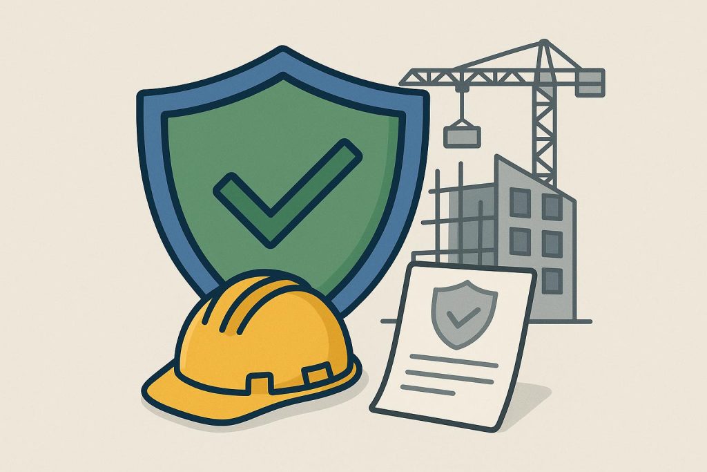 Construction site with safety signs highlighting the importance of builders public liability insurance