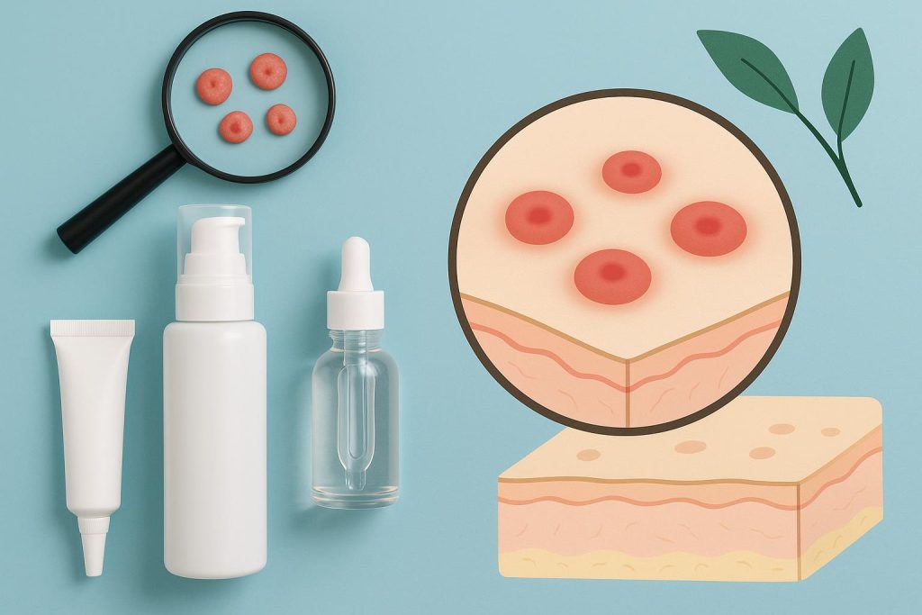 Close-up of papular acne on skin showing non-scarring management and gentle skincare methods