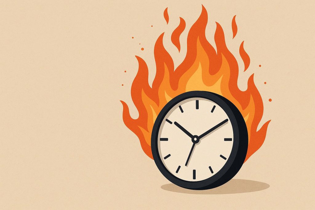 Stressed professional working at desk with paperwork, illustrating unexpected signs of burnout