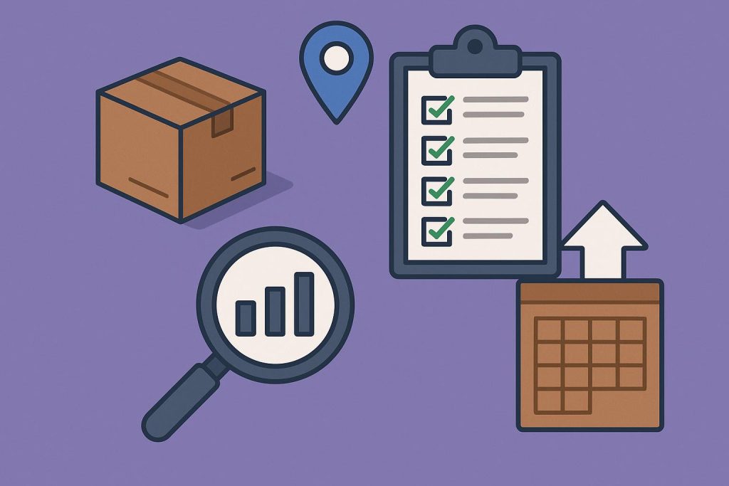 Freight agent reviewing logistics documents and transportation charts for program evaluation