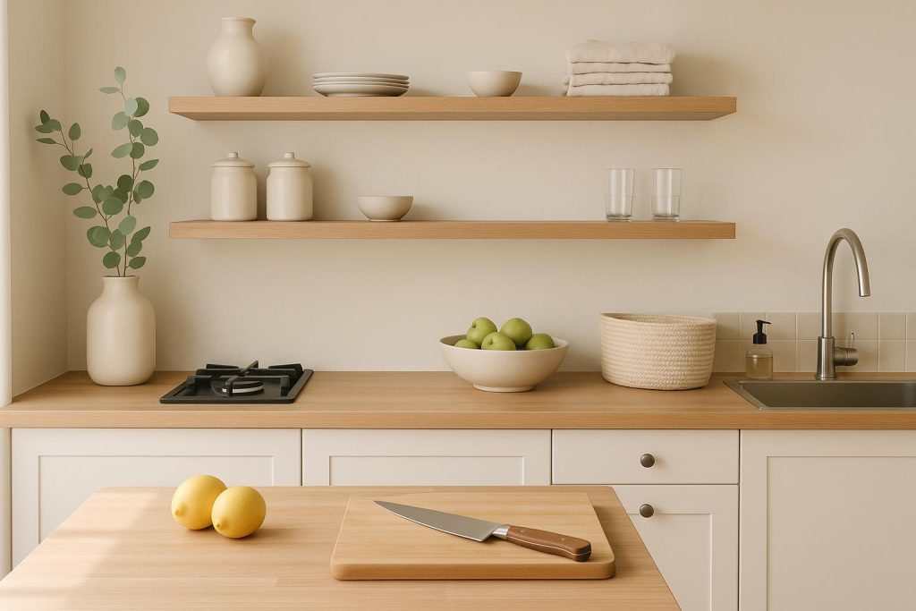 The Kitchen Reset: Simple Habits That Make the Busiest Room Feel Calm Again Organized modern kitchen with tidy countertops and calming natural light for a peaceful atmosphere