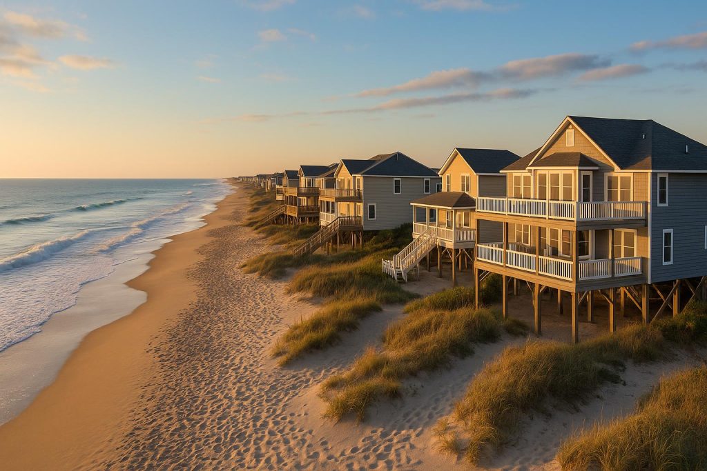 Why Oceanfront Homes in North Carolina Continue to Attract Buyers North Carolina oceanfront homes with scenic coastal views and sandy beach attracting buyers