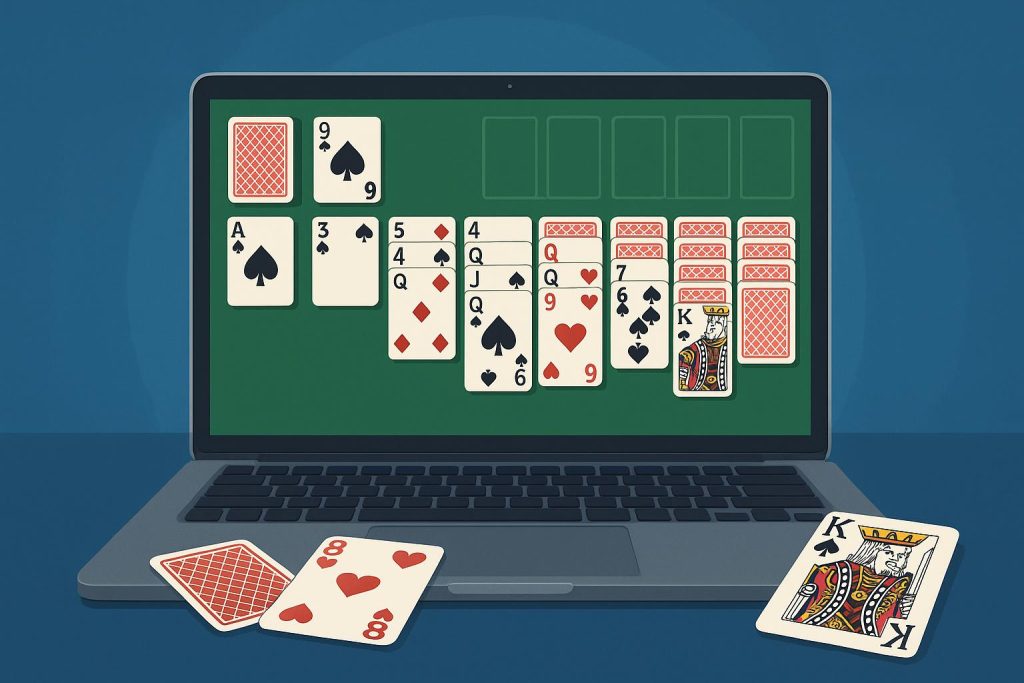 Solitaire: Opening up Hours of Online Entertainment Classic digital solitaire game on computer screen offering engaging online entertainment
