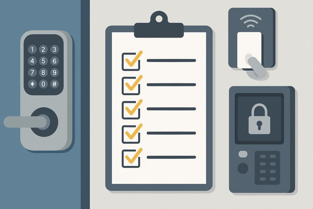 How to Choose Electronic Locks for Your Business: A 5-Step Buyer’s Checklist Electronic door lock keypad installed on office door, business security access control system