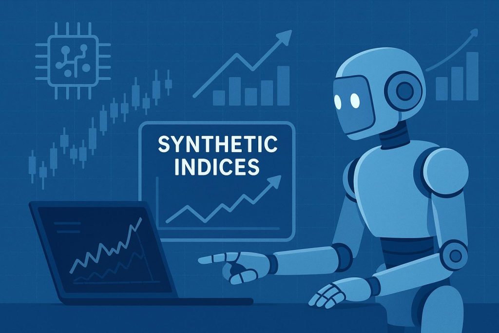 4 Ways to Use a Synthetic Indices Robot Synthetic indices robot analyzing market charts and graphs for automated trading strategies